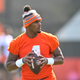 Cleveland Browns quarterback Deshaun Watson looks to pass during an NFL football practice at the team’s training facility Wednesday, June 8, 2022, in Berea, Ohio.